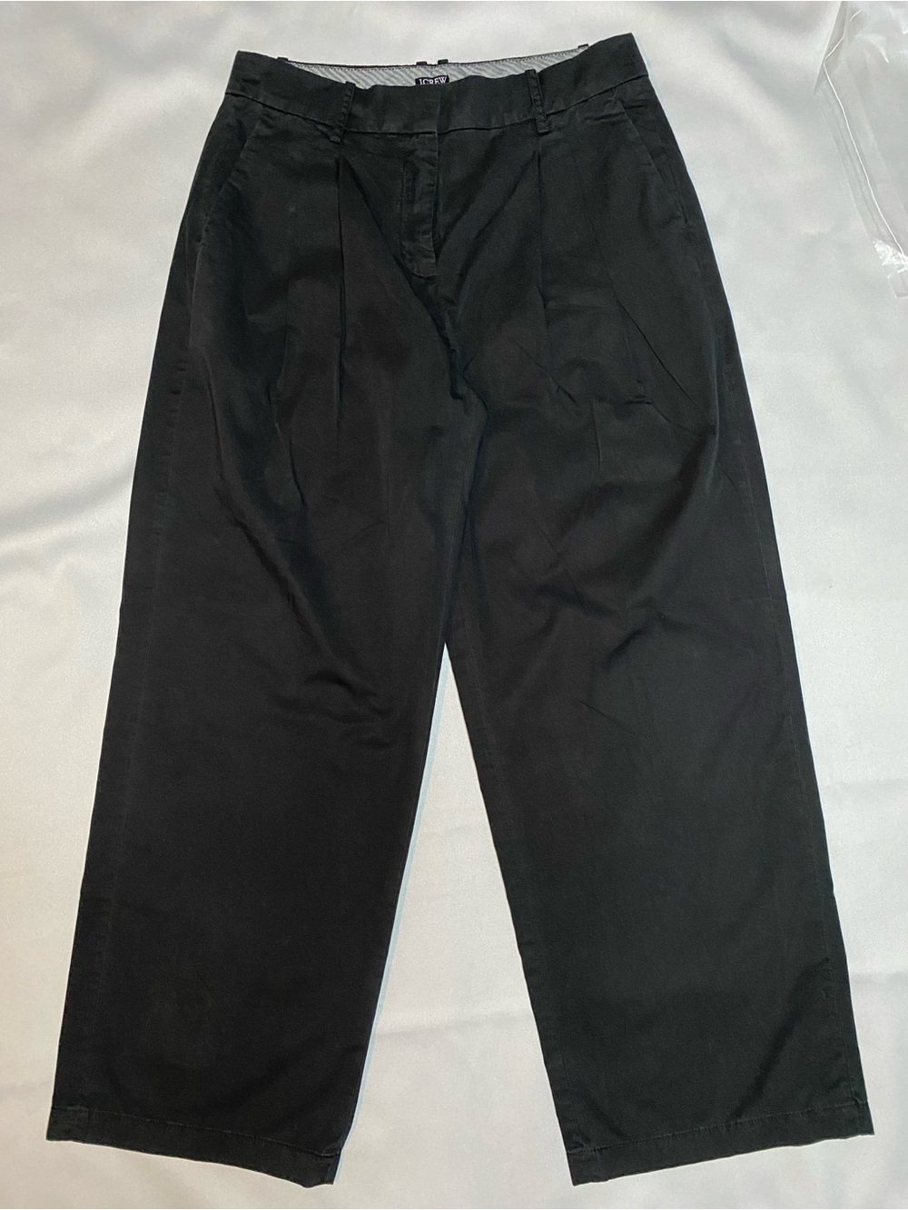 J. Crew Wide-Leg Essential Pants In Cotton Poplin (Style BZ694) Black Size 6